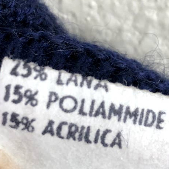 VINTAGE 90s St Georges Sweater Cardigan Blue Mohair Blend Italian Made Sz Large - Picture 8 of 12